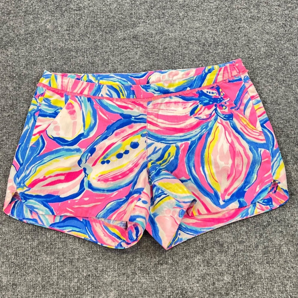 Lilly Pulitzer Shorts 2 Pink Blue Adie Sunset Sunny Side Floral Print